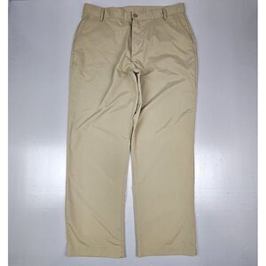 Under Armour Mens 38x32 Pants Khaki Performance  Grey‎ Logo Golf Hiking.